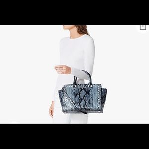 Micheal kors blue snake skin bag.